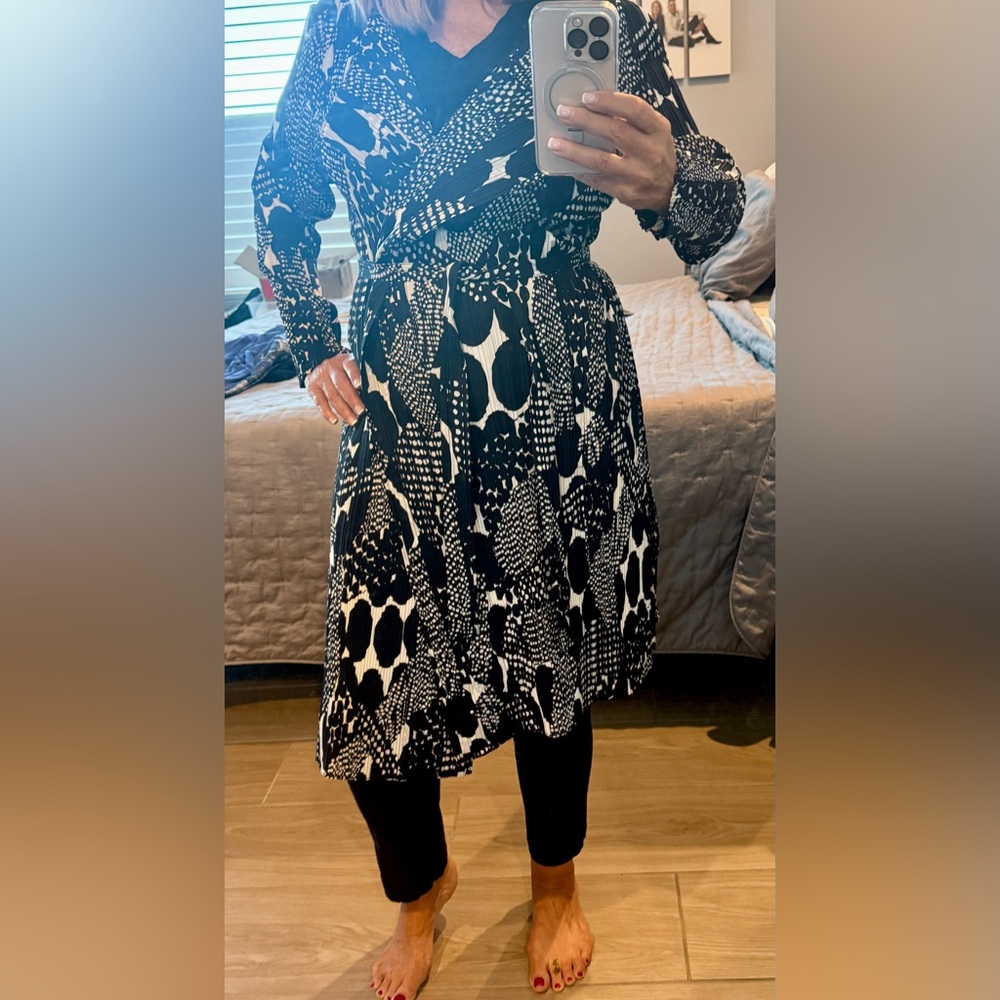 Chico's Black & White Long Sleeve Coat